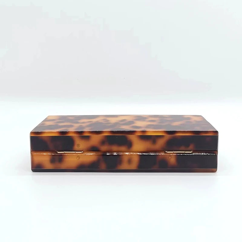 Marca de luxo bolsa embreagem do vintage âmbar leopardo impressão padrão acrílico saco elegante senhora festa casamento corrente sacos ombro carteiras