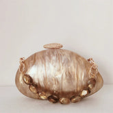 Pérola marrom mármore oval feminino luxo acrílico embreagem chique elegante saco de noite hardcase praia senhora bolsa noiva festa