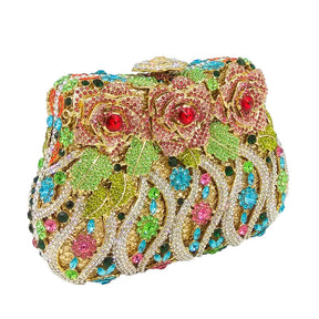 Boutique de fgg elegante feminino flor bolsas de noite cristal bolsa embreagem formal festa casamento nupcial strass bolsa embreagem