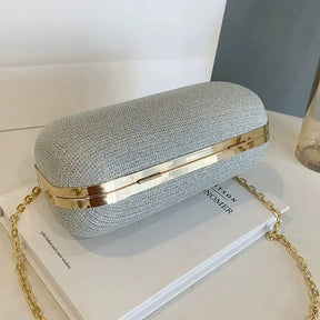 Mini bolsa de noite brilhante, bolsa com corrente de strass, bolsa de banquete com glitter de luxo, perfeita para festa, casamento, baile, jantar/banquete