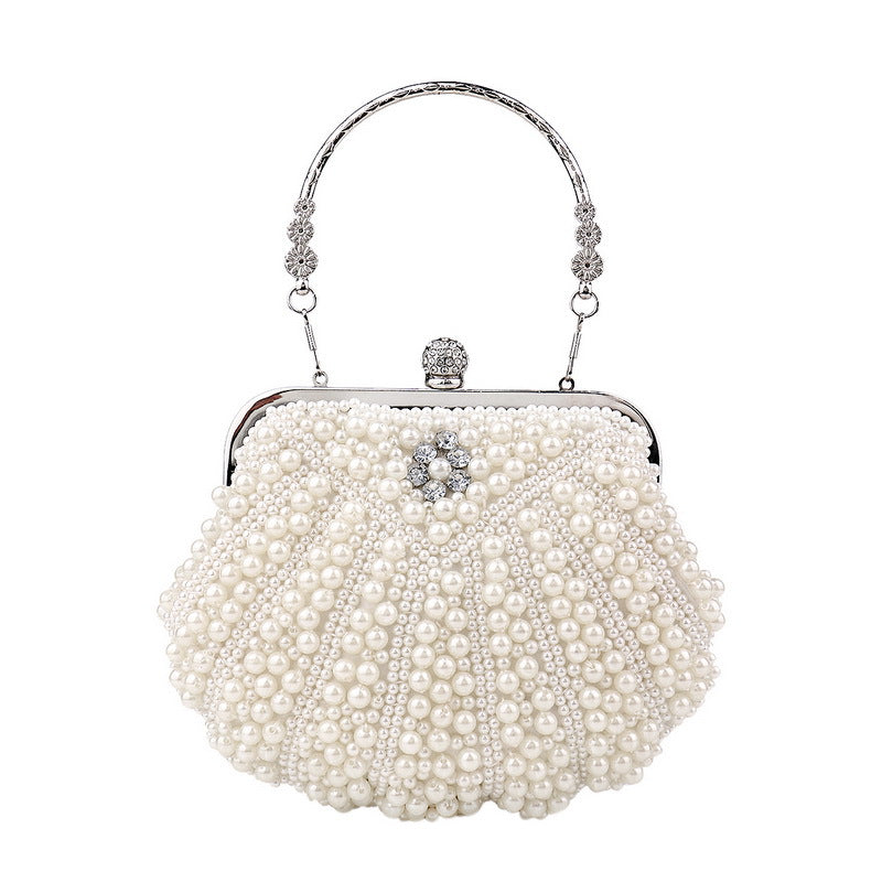 Bolsa pérola para mulheres, embreagem frisada de dois lados, sacos de noite elegantes, bolsa de casamento nupcial, bolsa luxuosa de strass, moda