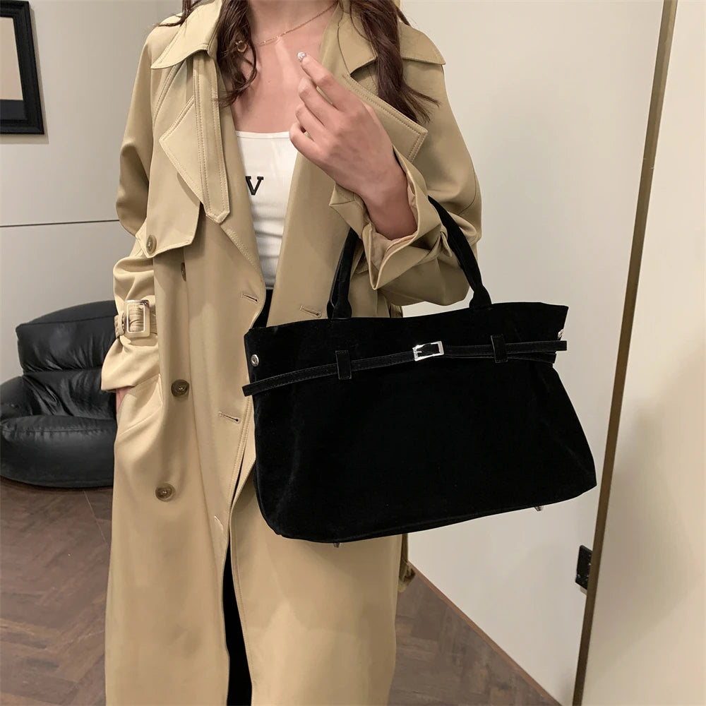 bolsa feminina bolsa grife luxo bolsa feminina elegante Veludo grande sacos de alça superior para as mulheres 2024 inverno mais recente designer bolsas luxo cor pura grande capacidade shopper totes feminino