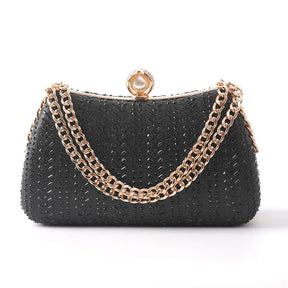Bolsa de mão luxuosa com caixa de strass feminina com alça de corrente para festa de casamento vestido de noite bolsa