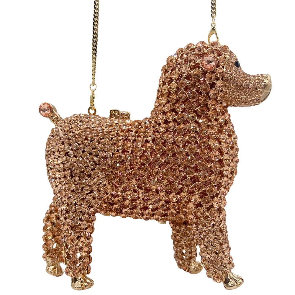 Bolsa de mão com animal incrustado de diamantes, bolsa de noite cheia de diamantes, bolsa feminina, vestido de baile, material de liga, combinação diária