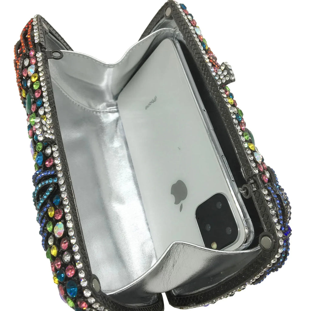 Boutique de fgg roxo cristal noite sacos embreagem feminino formal festa folha strass bolsas nupcial casamento minaudiere bolsa