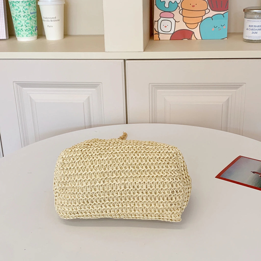 LEFTSIDE Weave Pequenas Bolsas de Ombro de Palha para Mulheres 2025 Novo Verão Bolsa Crossbody Femininas Tecer ​ Bolsas de praia de ráfia