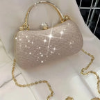 Mini bolsa de noite brilhante, bolsa com corrente de strass, bolsa de banquete com glitter de luxo, perfeita para festa, casamento, baile, jantar/banquete