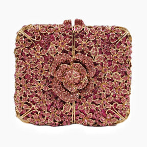 Bolsa de cristal nova flor diamante conjunto jantar saco banquete festa oco diamante embreagem bolsa feminina