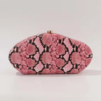 Festa à noite novo padrão de cobra embreagem moda bolsa forma especial crossbody saco couro do plutônio ombro carteiras feminino arco acrílico