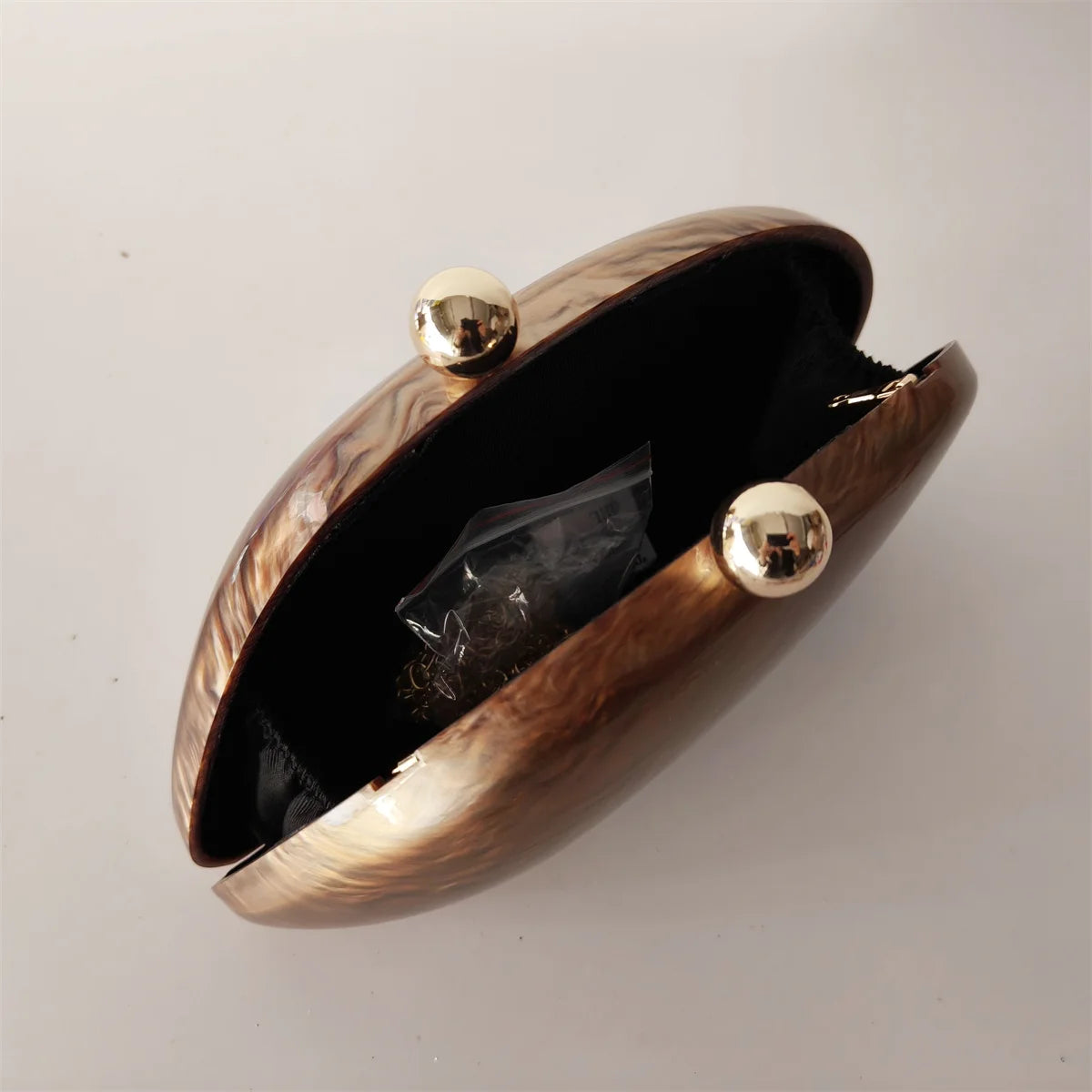 Bolsa acrílica para senhoras, marrom pérola, forma de bolinho, bolsas Minaudiere, sacos de noite, festa, casamento, dama de honra, bolsa, L