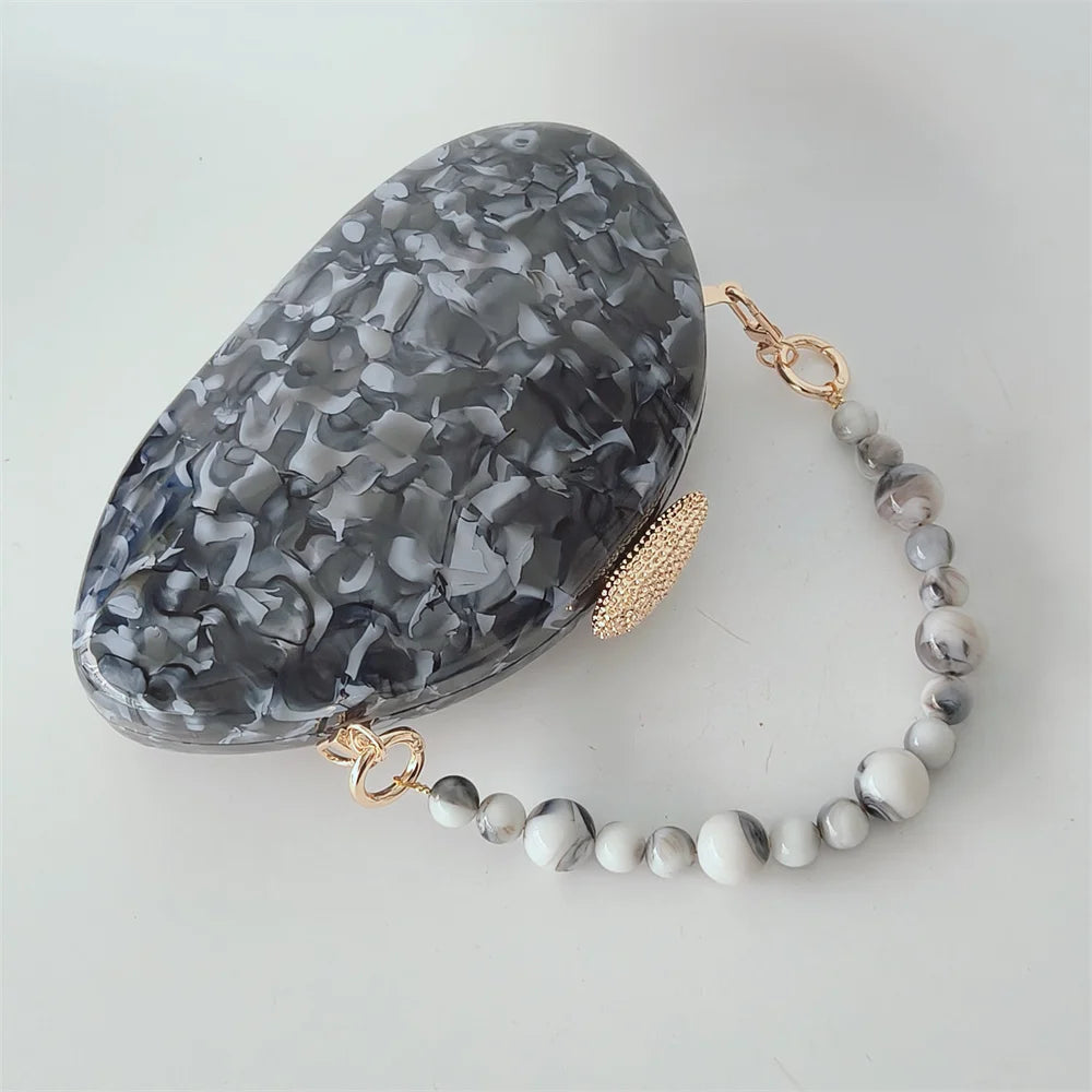 Bolsa de mão oval crossbody concha elegante carteiras de mão femininas sacos de noite ombro nova forma especial bolsas de casamento acrílico