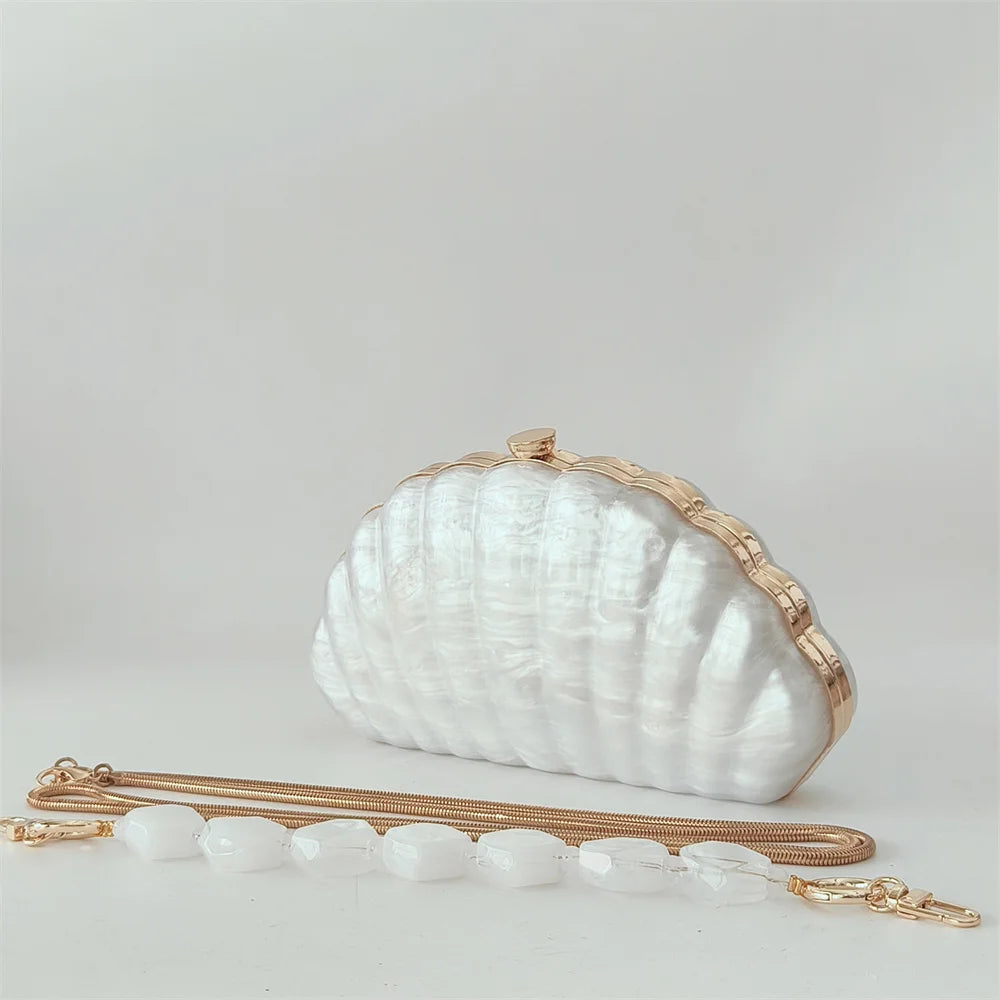 Mini carteira feminina concha ombro crossbody festa de casamento bolsa pérola acrílico sacos de noite designer lday bolsa de embreagem luxo