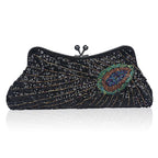 Moda fina pavão lantejoulas jantar sacos de noite para mulheres retro na moda champanhe azul corrente bolsa ombro crossbody festa bolsa