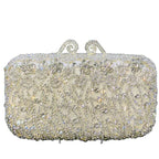 Boutique de fgg brilhante magenta strass bolsas de embreagem para mulheres elegantes, sacos de embreagem de noite formais, bolsa de embreagem de flor de noiva