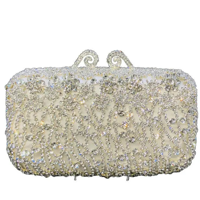Boutique de fgg brilhante magenta strass bolsas de embreagem para mulheres elegantes, sacos de embreagem de noite formais, bolsa de embreagem de flor de noiva