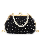 Doce estilo pérola corrente noite saco de embreagem malha macia renda dobrado bainha versão coreana bolsa crossbody para mulher