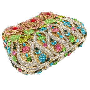 Boutique de fgg elegante feminino flor bolsas de noite cristal bolsa embreagem formal festa casamento nupcial strass bolsa embreagem