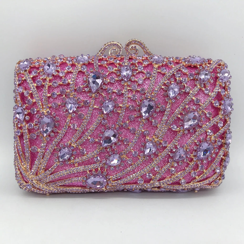 Corrente quadrada horizontal cheia de diamantes bolsa de embreagem algas diamante jantar saco banquete bolsa feminina