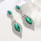 Luxo colorido esmeralda jóias brincos femininos retro folhas de cristal alta qualidade sentimento brincos longos para jóias femininas