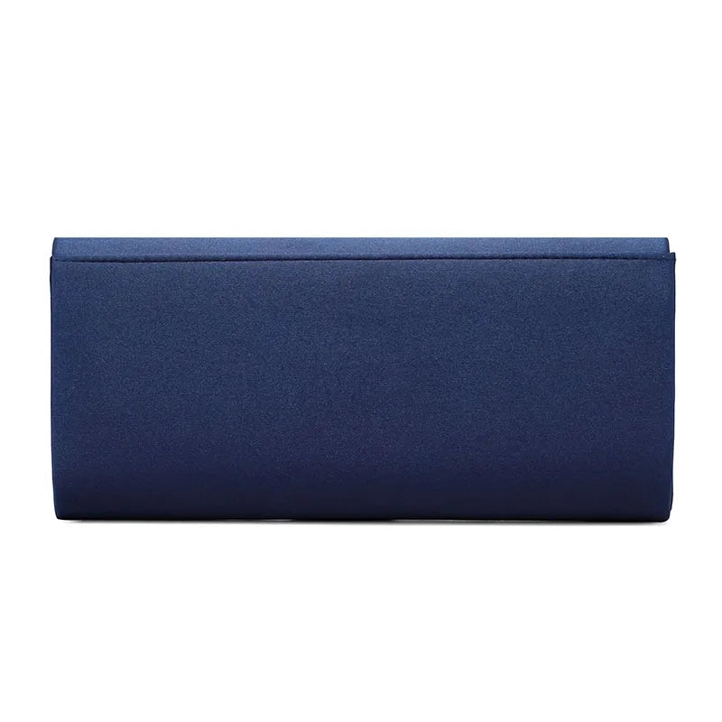 Bolsa de noite cetim bowknot para mulheres, embreagem elegante, bolsas nupciais, embreagens de casamento, corrente de metal, bolsa de ombro crossbody