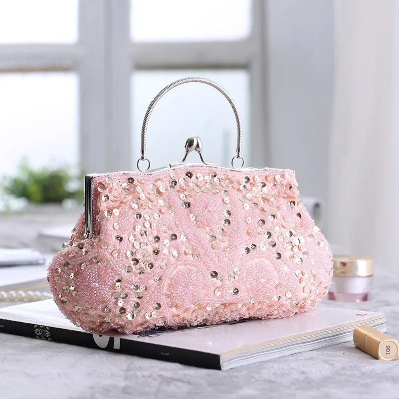Bolsa de design de lantejoulas para mulheres, grande capacidade, portátil, frisada, bolsa de casamento, acessórios de moda