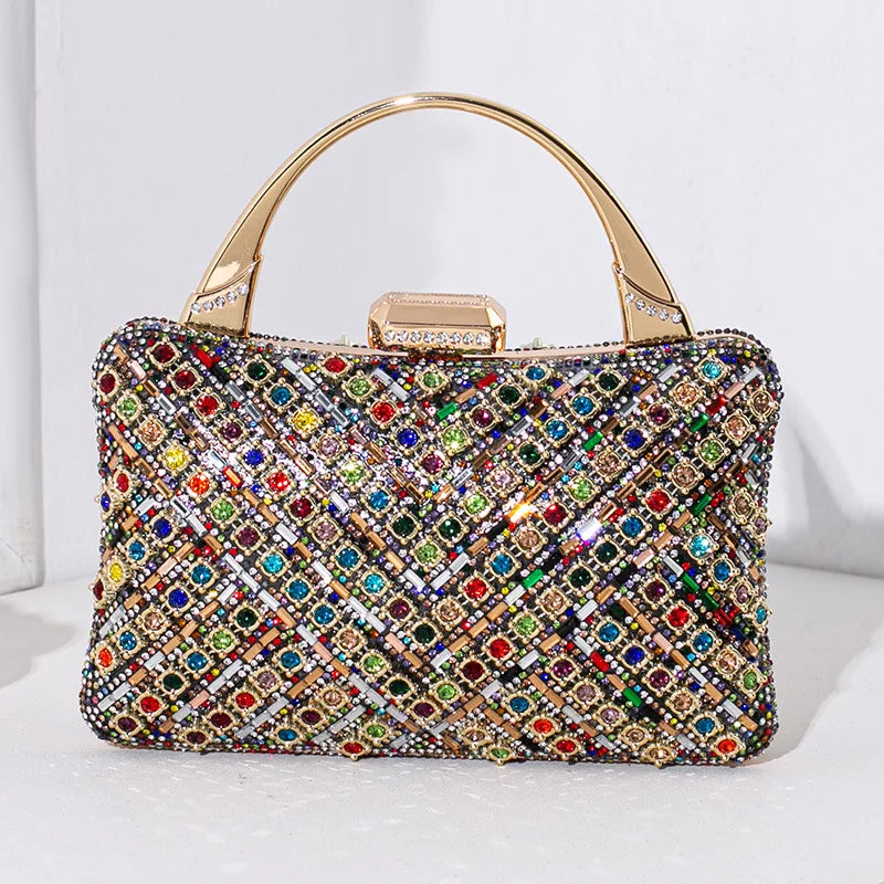 Embreagem de strass com alça superior para mulheres, bolsas de ombro, bolsa noite, casamento, diamante brilhante, luxo, moda