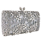Boutique de fgg mulheres flor sacos de noite prata cristal embreagem bolsas nupcial festa casamento strass minaudiere bolsas