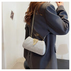 Saco de banquete de fivela de folha elegante, Bolsa portátil com corrente versátil, Vestido Cruz Diagonal, Novo, 2024