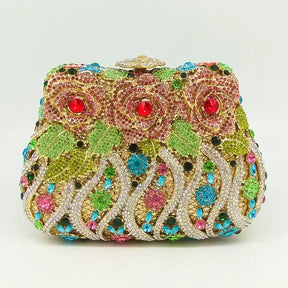 Boutique de fgg elegante feminino flor bolsas de noite cristal bolsa embreagem formal festa casamento nupcial strass bolsa embreagem