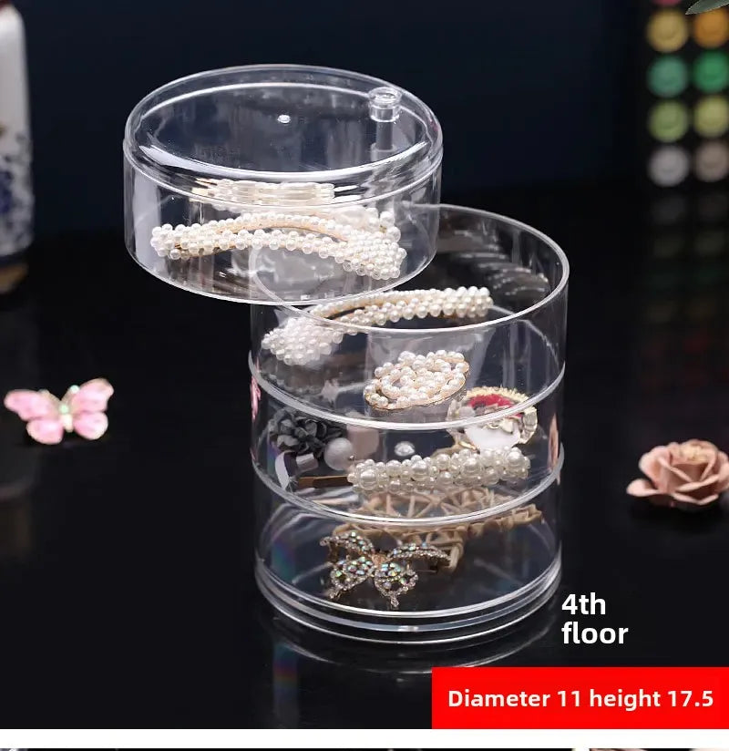 Caixa de armazenamento de jóias acrílica transparente rotativa mesa de maquiagem organizador à prova de poeira oferta por atacado para arranjo de mesa