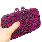 Boutique de fgg brilhante magenta strass bolsas de embreagem para mulheres elegantes, sacos de embreagem de noite formais, bolsa de embreagem de flor de noiva