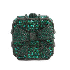 Caixa de presente com laço de borboleta incrustada com diamantes, bolsa quadrada pequena de mão com strass de alta qualidade, bolsa de ombro crossbody