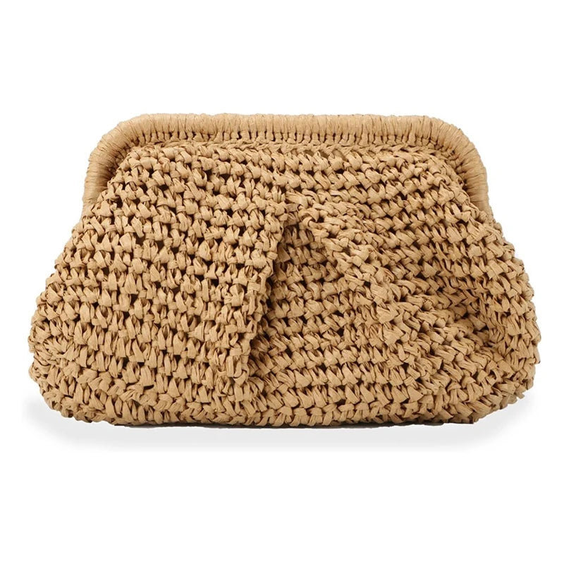Bolsa de palha para mulheres nuvem bolinho bolsa de palha crossbody bolsa de ombro verão praia tecido saco