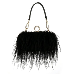 Sacos de noite de avestruz para mulheres, bolsa crossbody de ombro, bolsa de embreagem de festa borla verde, 2022
