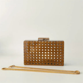Acrílico ovo cana rattan saco de embreagem luxo festa casamento bolsa verão praia marrom escuro aleta bolsa feminina senhora designer bolsa