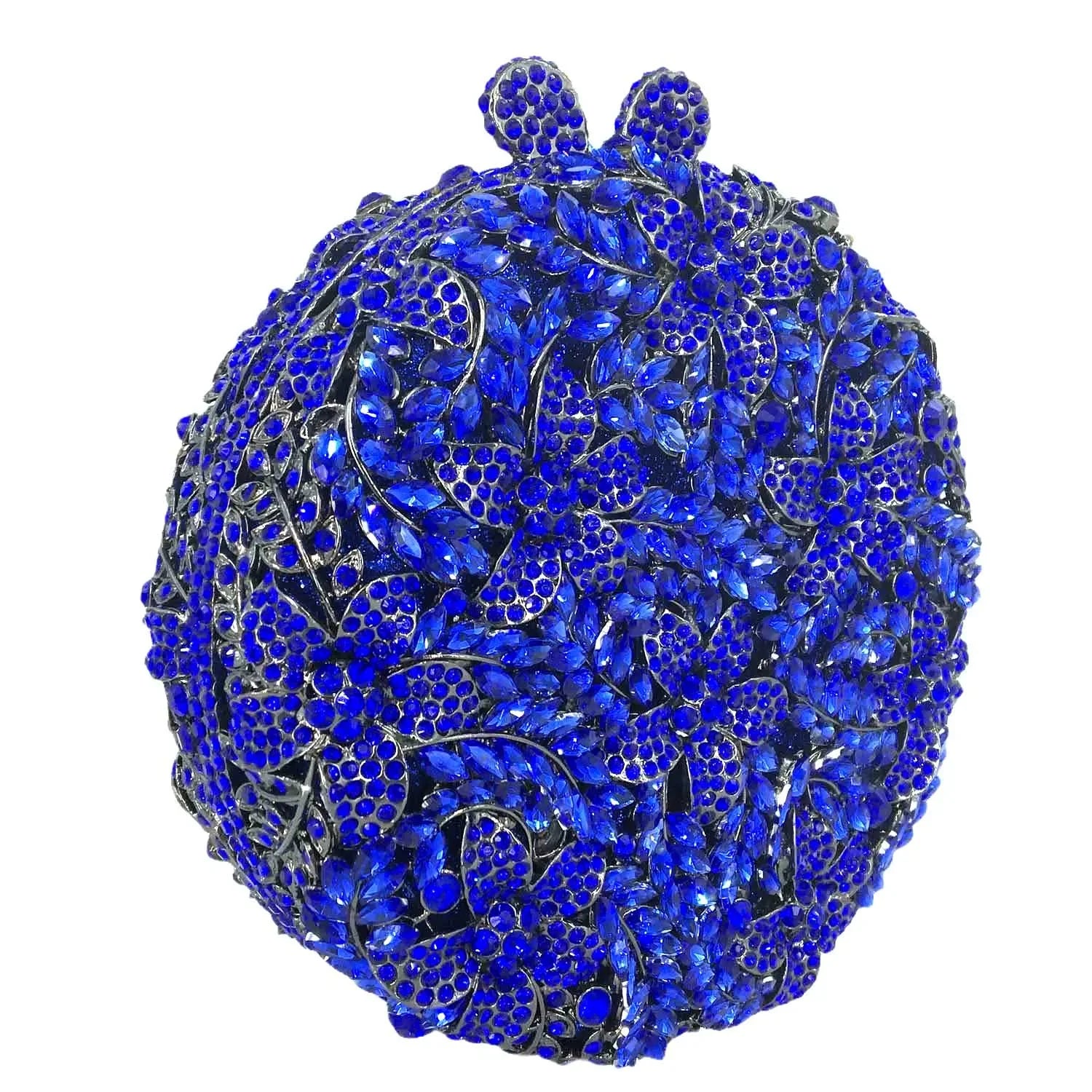 Boutique de fgg luz azul safira flor cristal sacos de noite para festa de casamento feminino strass bolsas nupcial saco de embreagem