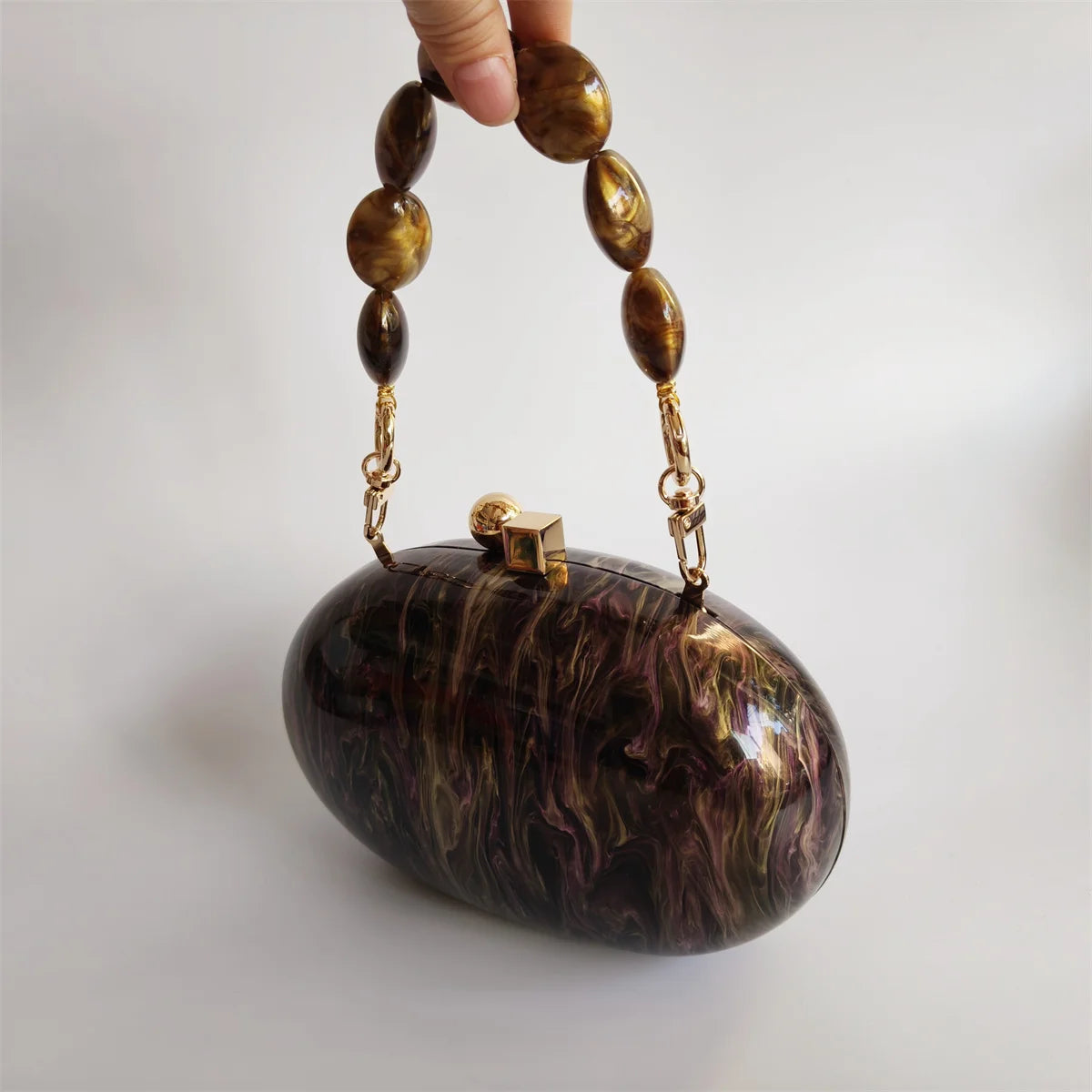 Mini Saco De Embreagem Acrílico para Senhoras, Festa Casual, Bolsas De Viagem De Casamento, Design Básico, Bolsas De Caixa De Punho, Marrom Pérola, Marca De Luxo, Design Básico