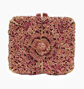 Bolsa de cristal nova flor diamante conjunto jantar saco banquete festa oco diamante embreagem bolsa feminina