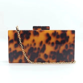 Marca de luxo bolsa embreagem do vintage âmbar leopardo impressão padrão acrílico saco elegante senhora festa casamento corrente sacos ombro carteiras