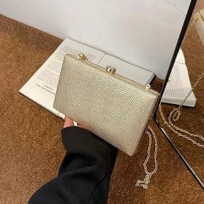 Elegante jantar saco de embreagem bolsa de ombro feminino brilhante grampo de cabelo pequena caixa de maquiagem nova 2025 tendência da moda