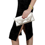 Bolsa de noite cetim bowknot para mulheres, embreagem elegante, bolsas nupciais, embreagens de casamento, corrente de metal, bolsa de ombro crossbody