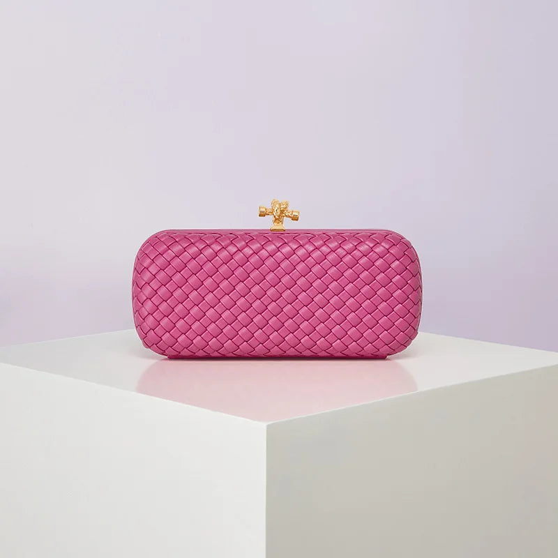 Bolsa Transversal B Home de PU Trançado, Bolsa de Ombro ande com Corrente, Estilo Europeu Moderno, Superfície ia, Cor Pura