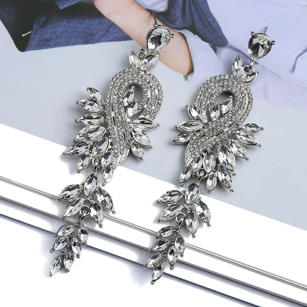 Moda folha nota colorido cristal longo pendurado jóias para meninas brincos feminino retro luz luxo requintado senhoras brincos