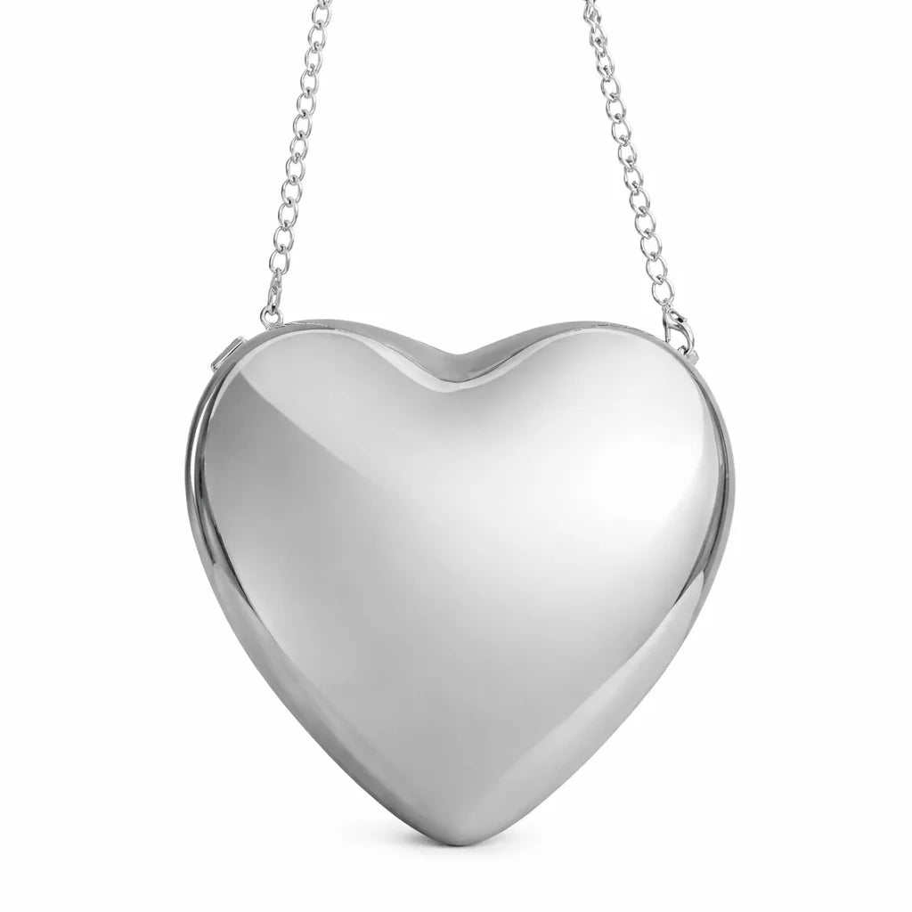 Estilo metálico forma de coração noite embreagem sacos de festa para mulheres designer de luxo bolsa e bolsas 2026 novo na moda correntes ombro  bolsa transversal  frete grátis chegada rápida