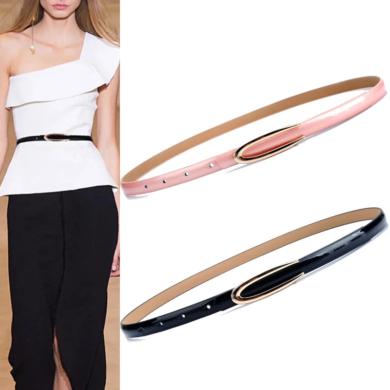 Mulheres Elegantes Cinto de Fivela C Dourada, Couro Genuíno, Designer de Cintura Fashion, Para Combinar com Vestidos, Jeans, Calças