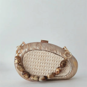 Praia nova acrílico crossbody mensageiro saco de embreagem das mulheres baile dia bolsa ombro rattan tricô café noite bolsa embreagem