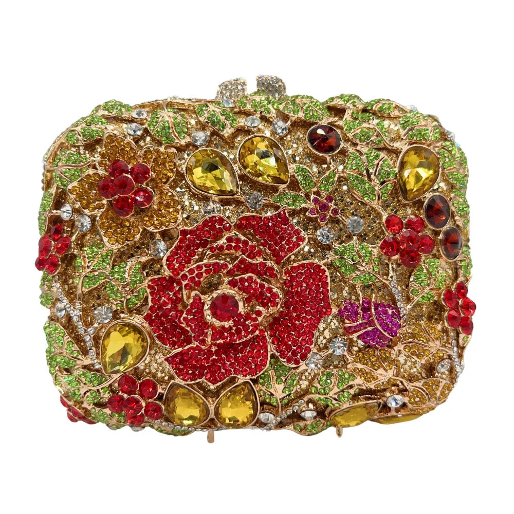 Xiyuan rosa pedra minaudiere strass embreagem cristal bolsa de noite para mulheres festa baile saco nupcial garras bolsa casamento
