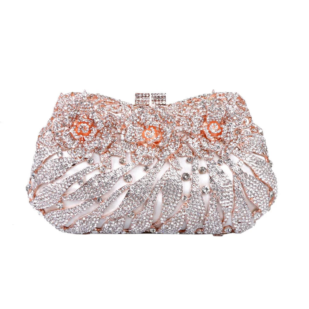 Clutch Metal Dama Cristal