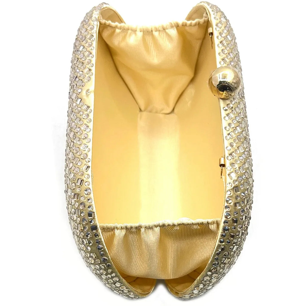Bolsa Clutch Elegante com Strass Brilhante, Bolsa Feminina da Moda, Novo Estilo Transfronteiriço, Bolsa de Jantar com Diamantes Embutidos, Poliéster