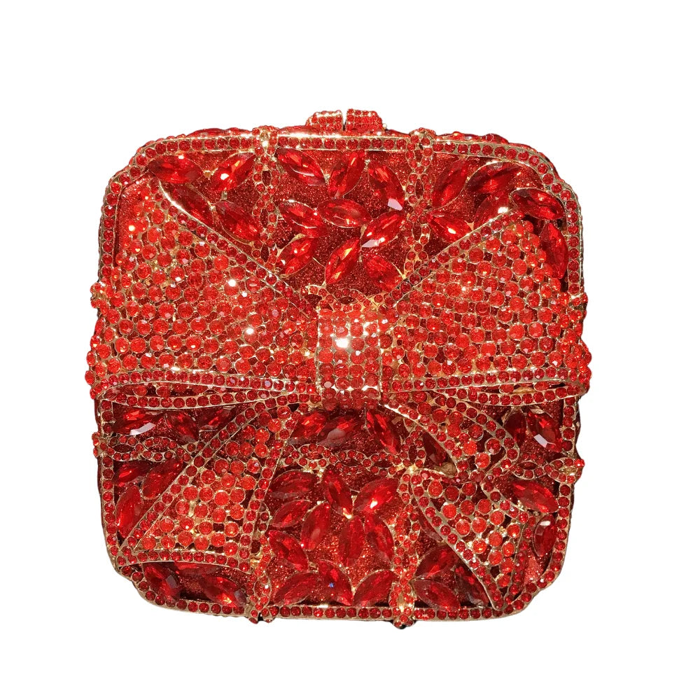 Fábrica atacado forro completo strass cristal artesanal festa de noiva senhoras saco embreagem caixa quadrada em forma de borboleta saco jantar